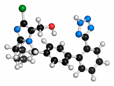 Losartan hypertension drug molecule