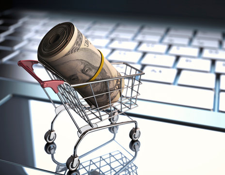 Shopping trolley with American dollars