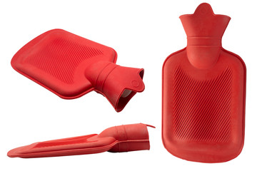 Red hot water bottle on a white background,with clipping path,Hot water bottle Is something that...