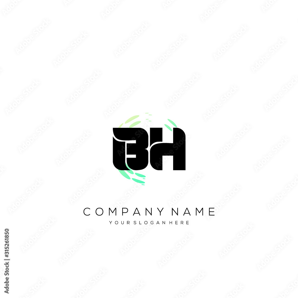 Sticker BH Letter Multiply Colorful Logo Designs vector