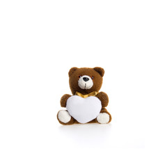 Toy or Teddy bear with love heart on the background new.