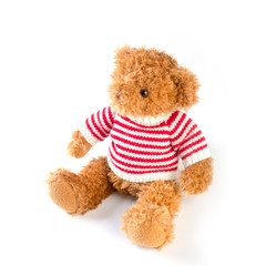 Toy or Teddy bear with shirt on the background new.