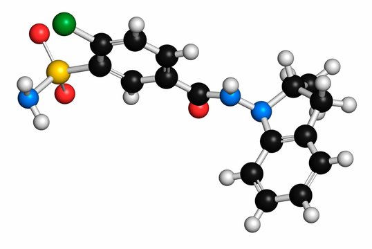 Indapamide hypertension drug molecule