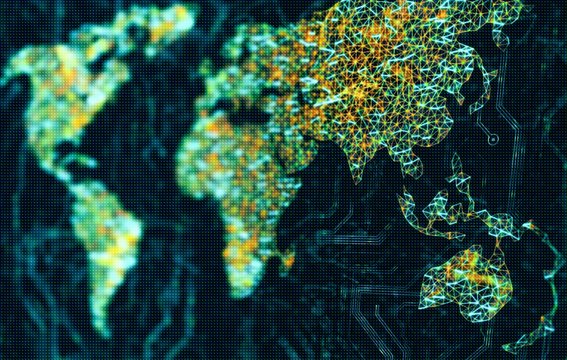 World map, illustration