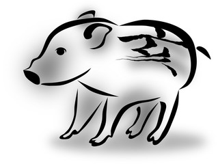 灰色の一頭のイノシシ