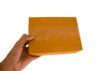blank business box in hand isolated on white background