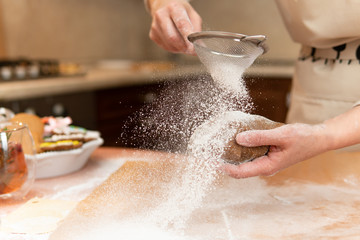 Women prepare cookies in the kitchen concept cooking