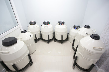 Sperm Freezing storage in liquid nitrogen tank, Laboratory infertility 1 - obrazy, fototapety, plakaty