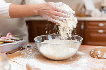 Women prepare cookies in the kitchen concept cooking