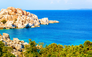 Landscape with Rocky coast of Capo Testa in Santa Teresa Gallura at the Mediterranean Sea on...