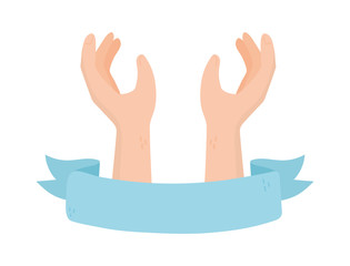 Obraz premium hands support ribbon charity and donation concept