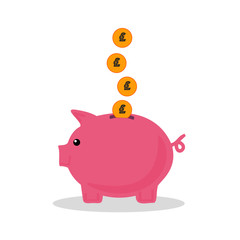 pink vector piggy bank on white background