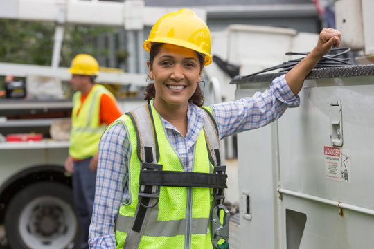 Hispanic Female Utility Worker