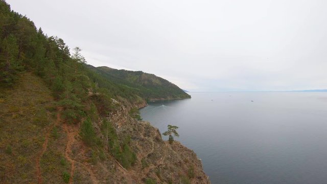 Coast of Lake Baikal. Aerial view