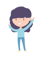 young woman character cartoon on white background