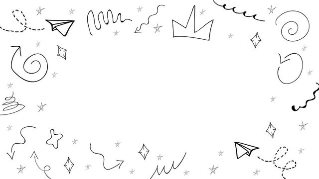Loopable animation of black simple doodles on a white background