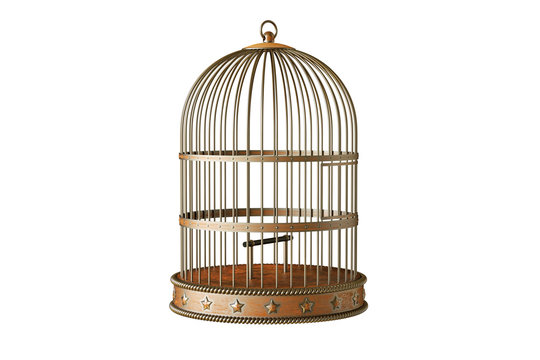 Vintage style metal bird cage isolated on white background