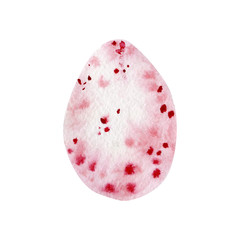 Watercolor red easter egg isolated on white background. Illustration for poster, greeting card, banner
