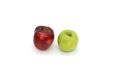 Red and green apple fruits isolated on white background