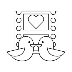 birds couple with heart love in tape record