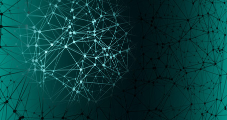 Artificial neural network illustration idea, triangles shape lines background concept
