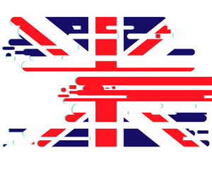 Great Britain flag in grunge style. Vector illustration on a white isolated background.