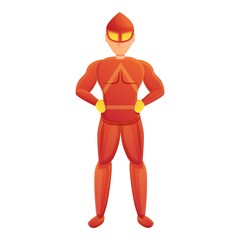 Red costume superhero icon. Cartoon of red costume superhero vector icon for web design isolated on white background