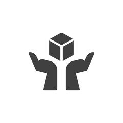 Care delivery service vector icon. filled flat sign for mobile concept and web design. Hands with package box glyph icon. Symbol, logo illustration. Vector graphics