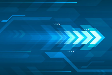 Arrow speed abstract blue background, communication data transfer technology concept.