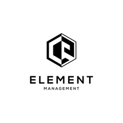 Illustration modern letter E geometric hexagon logo design