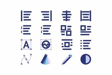 A set of simple linear icons for the content editor. Modern simple symbols