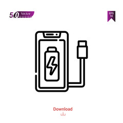 Outline charging icon. charging icon vector isolated on white background. Graphic design, material-design,smart-home icons mobile application, logo, user interface. EPS 10 format vector