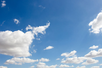 Bright blue sky with white clouds for background or wallpapers