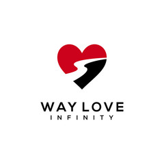 Illustration abstract heart sign with road way logo design