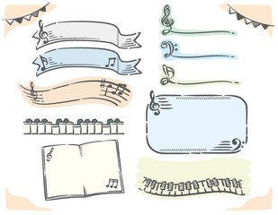 ピアノ 音符の素材イラスト 手書き風 Wall Mural 夏妃 吉野