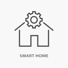 Smart home line icon on white background.