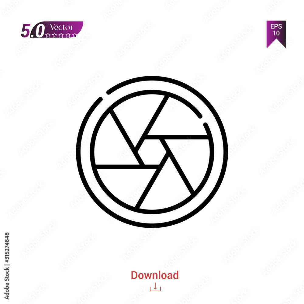 Poster outline camera-shutter icon vector isolated on white background. graphic design, material-design ico