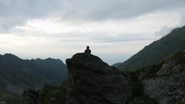 4K Man Overlooks Famous Transfagarasan Connecting Transylvania and Muntenia