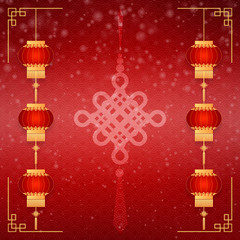 Happy Chinese new year card. Red background with traditional Asian lanterns . For greetings card, flyers, invitation, posters, brochure, banners, calendar