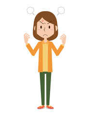 怒る　怒り　女性　ポーズ　表情