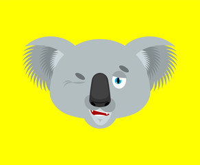 Koala winks emoji. koala bear happy emotions avatar. Beast Vector illustration
