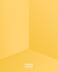 Empty vivid yellow studio room background. Template for product display with copy space. Modern minimal concept. Vector illustration.