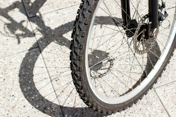 Bicycle wheel and tyre part grunge background