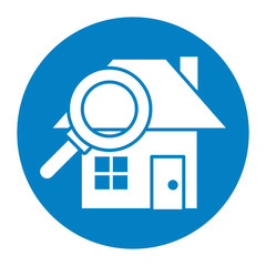 house front facade with magnifying glass