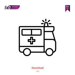 Outline ambulance icon. ambulance icon vector isolated on white background. Graphic design, material-design, healthcare icons, mobile application, logo, user interface. EPS 10 format vector