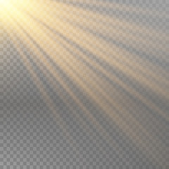 Vector spotlight. Bright light beam. Transparent realistic effect. Stage lighting.