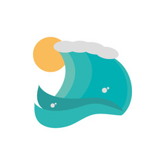 sea wave sunny day icon on white background