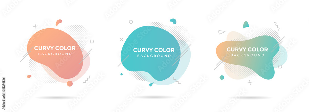 Fototapete 3 modern liquid abstract element graphic gradient flat style design fluid pastel colors vector illus