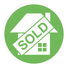 house front facade with sold label