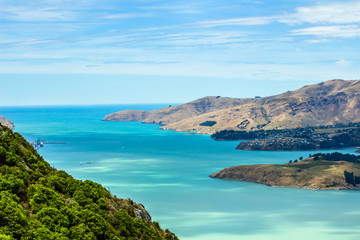 Obraz premium Lyttleon harbour christchurch new zealand landscape